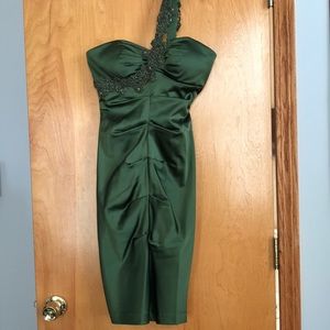 Emerald One-Shouldered Cocktail Dress